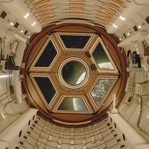 Reconstitution de l'intérieur de la navette basée sur la station spatiale ISS International, station spatiale.