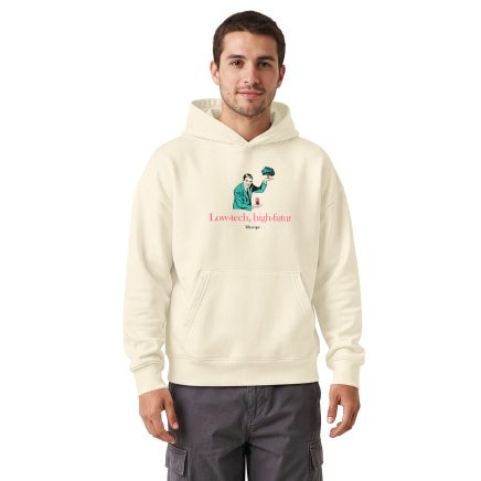 "Low tech, high future" -  Sweat à capuche unisexe décontracté de poids moyen